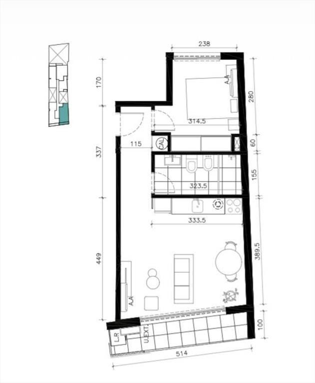 Venta apartamento 1 dormitorio en Cordón