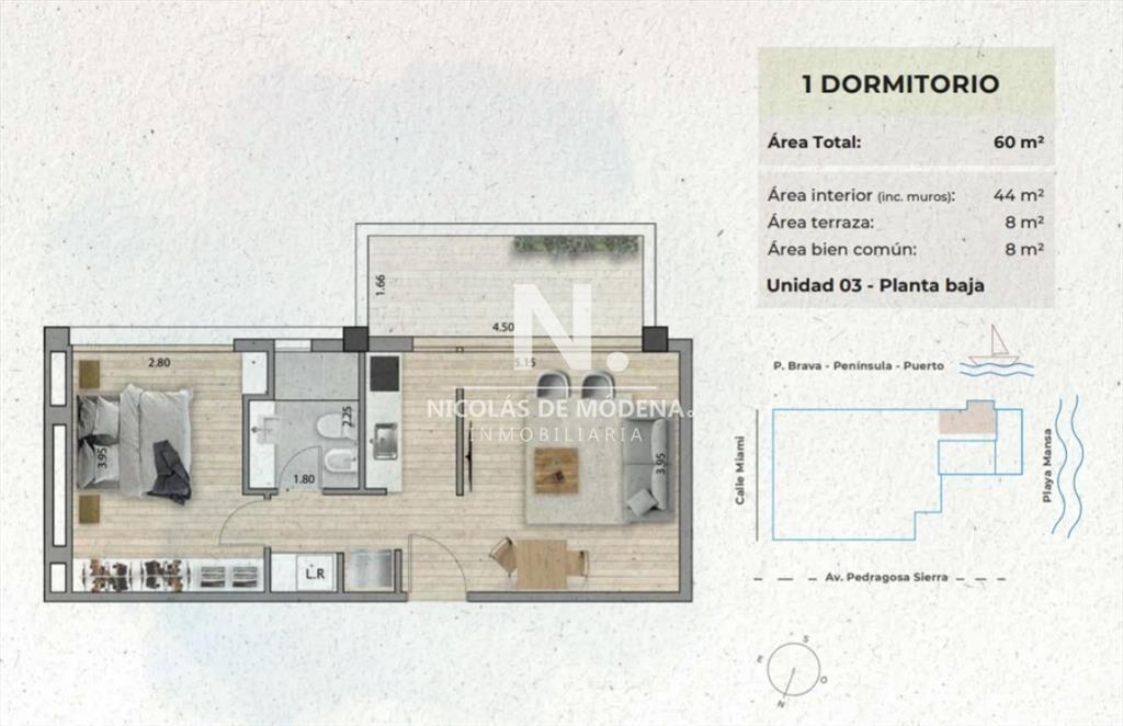 En venta apartamento de 1 dormitorio en Mansa,