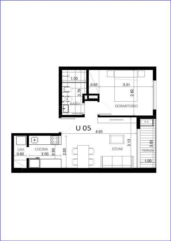 Apartamento de un dormitorio en venta en Cordón Sur - 205