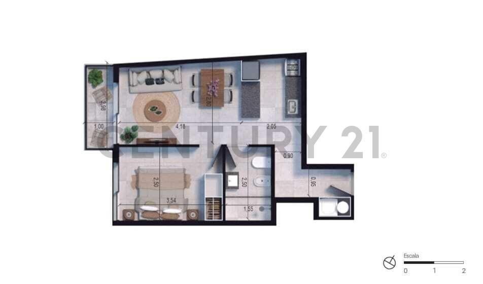 Viví o invertí en Cordón, Apartamento 1D Frente-terraza-A...
