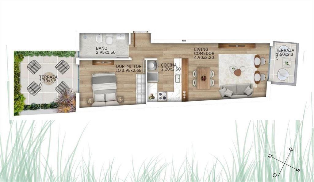 Venta apartamento un dormitorio en La Blanqueada con patio