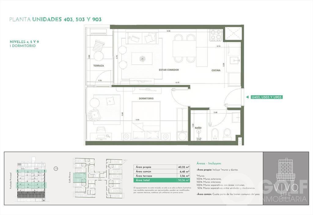 VENTA DE APARTAMENTO DE 1 DORMITORIO EN CORDON