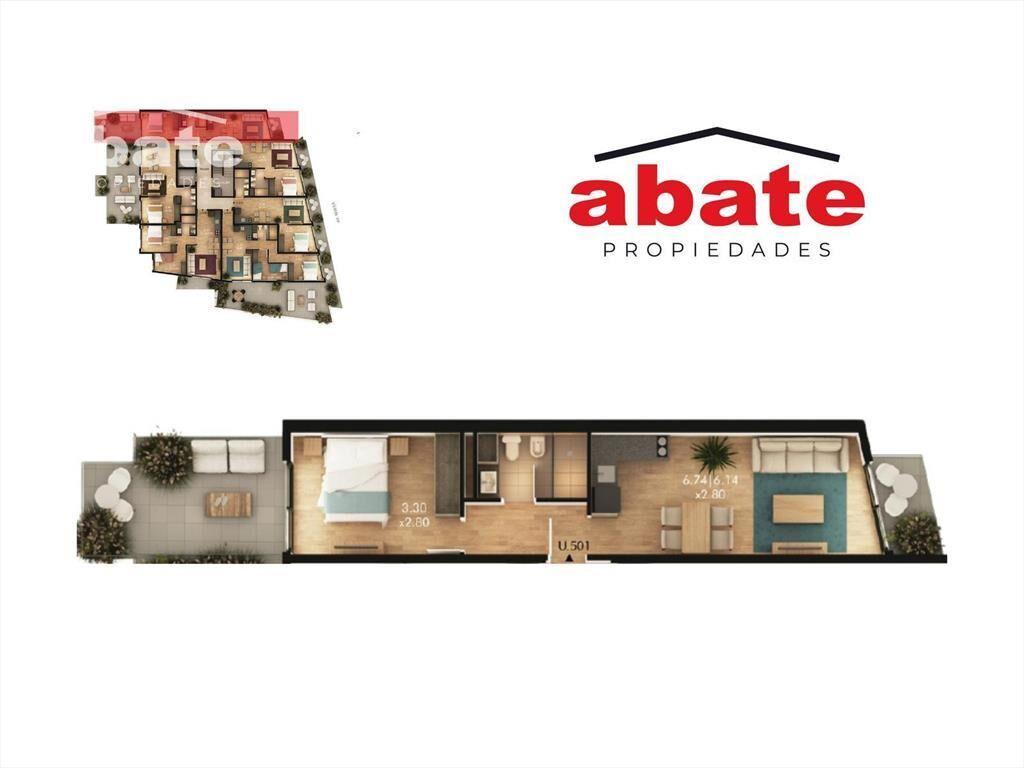 Venta apartamento 1 dormitorio en Buceo con terraza en piso