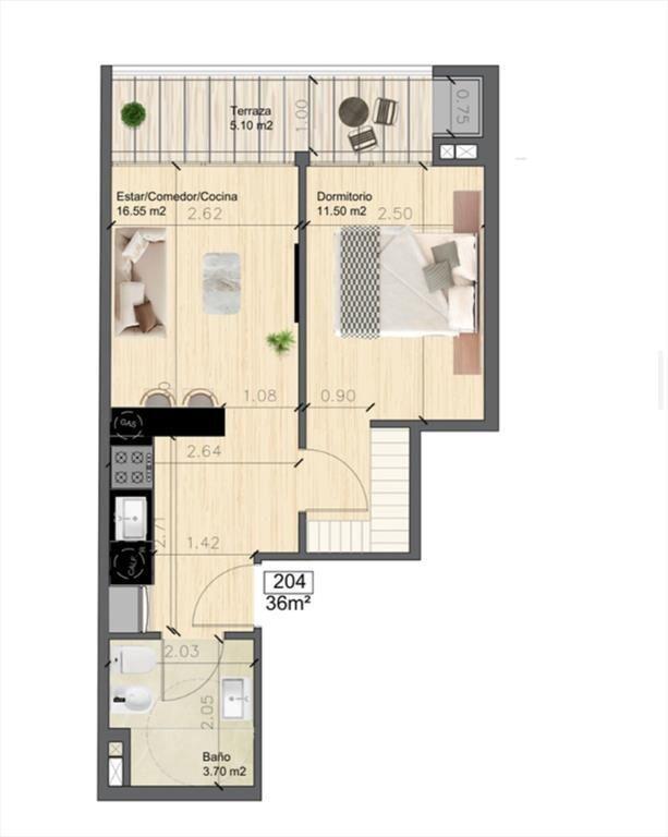 VENTA DEPTO CENTRO 1 DORMITORIO CON PATIO INTERNO