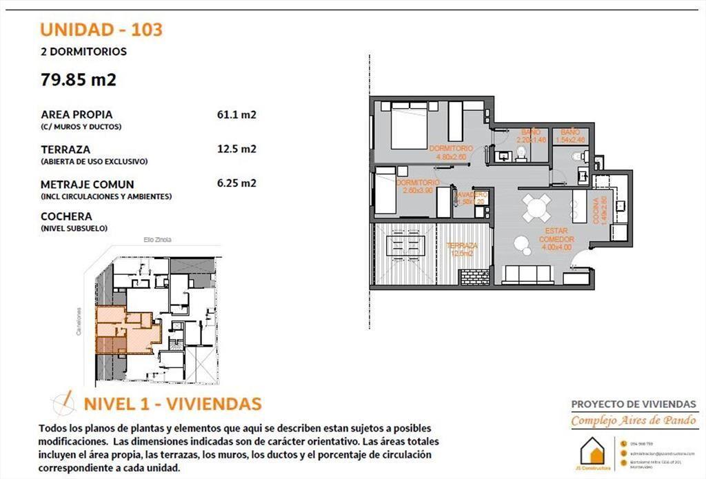 Venta apartamento 3 dormitorios en Aires de pando