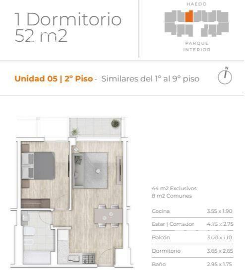 Venta Apartamento 1 dormitorio en Tres Cruces