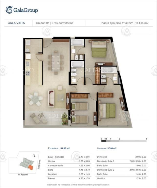 Apartamento en venta de 3 dormitorios en Punta del Este