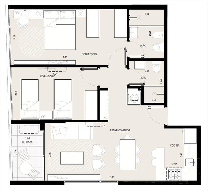 Venta Apartamento 2 dormitorios, terraza, en Buceo