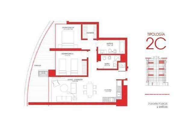 Apartamento de dos dormitorios en alquiler en Parque Roosev