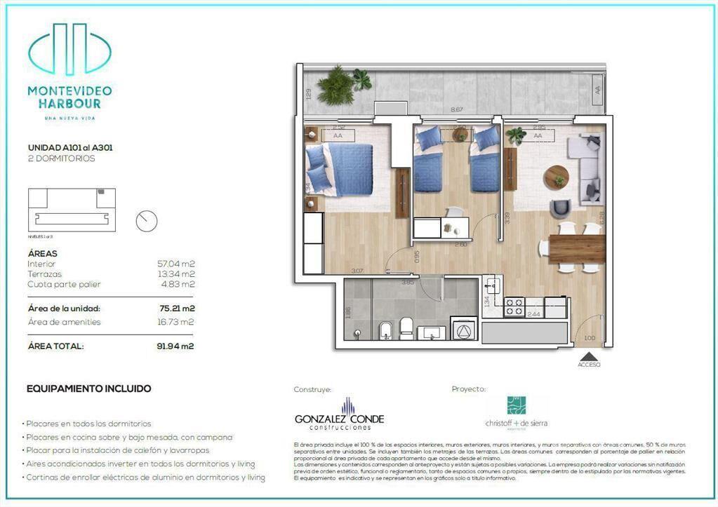 Venta apartamento dos dormitorios en Capurro - 101a