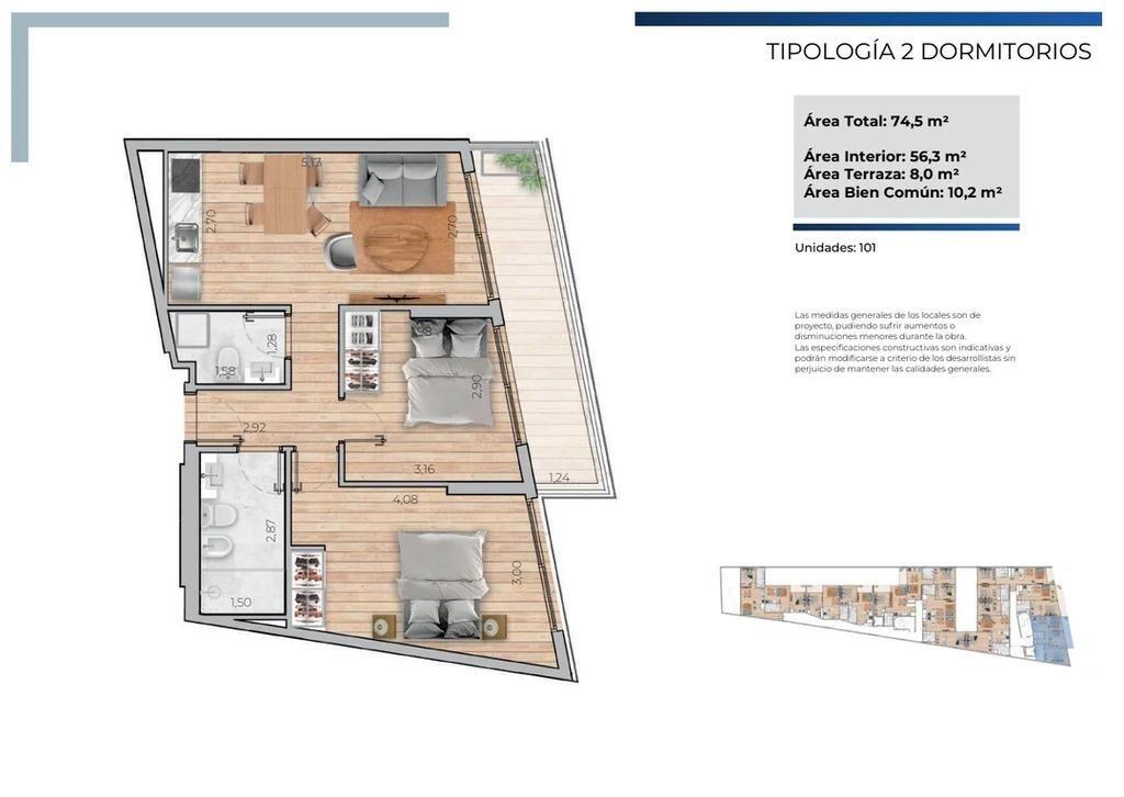 Venta de apartamento de 2 dormitorios en Novus Veintiséis,