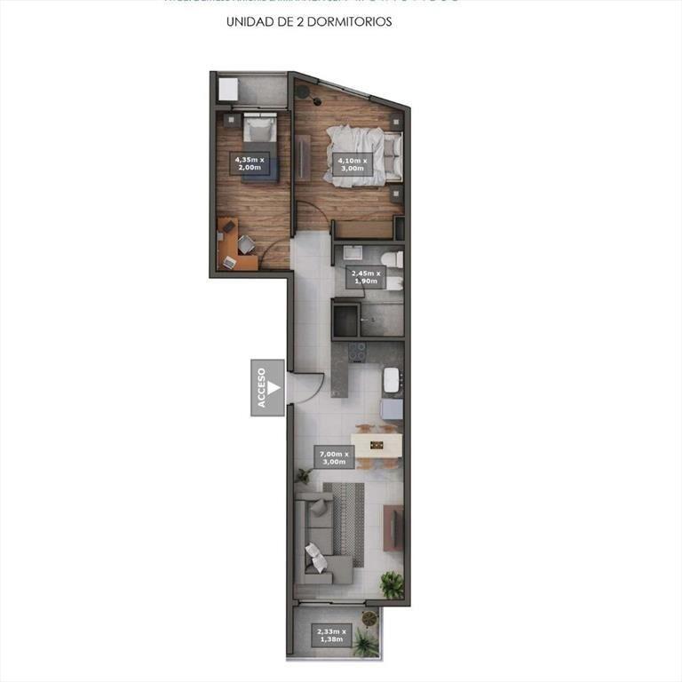 Venta apartamento 2 dormitorios La Blanqueada Ensenada