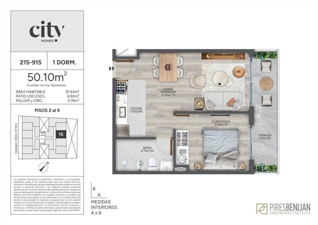 Venta Apartamento 1 Dormitorio en Cordón