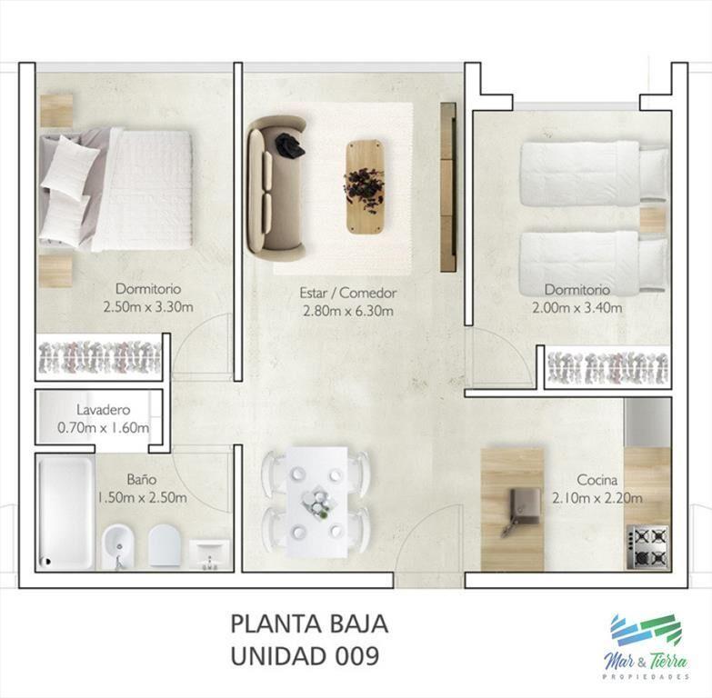 En venta apartamento, 2 dormitorios con cochera,
