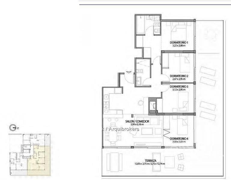 Venta apartamento penthouse cuatro dormitorios con renta en