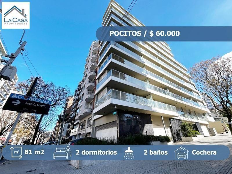 Alquiler Apartamento de 2 dormitorios y cochera en Pocitos