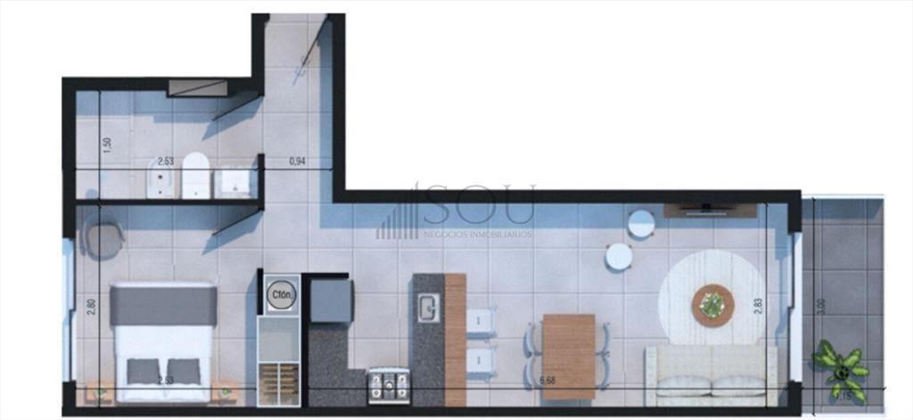 Venta Apartamento de 1 dormitorio, Punta Carretas, Montevid
