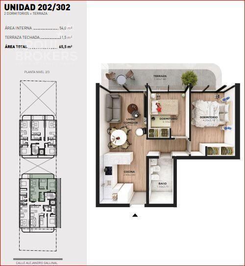 Apartamento de dos dormitorios en venta en Punta Gorda