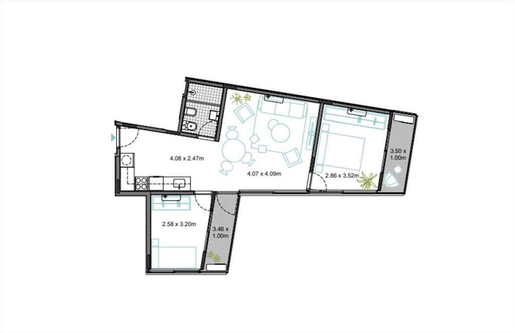 VENTA APARTAMENTO 2 DORMITORIOS EN POZO PALERMO