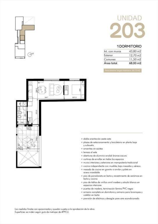 Venta Apartamento 1 Dormitorio en Cordon Sur