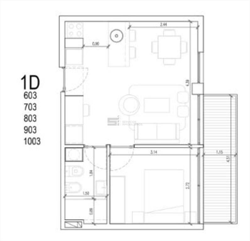 Sei vende Apartamento de un dormitorio en La Blanqueada