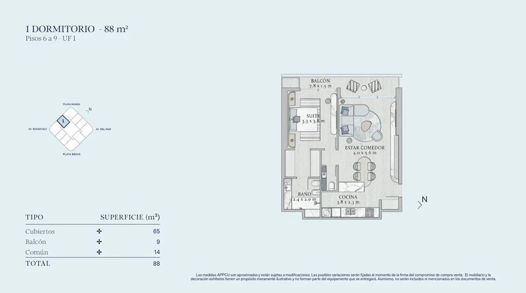 Venta apartamento 1 dormitorio y 1 baño en SLS, Punta del E