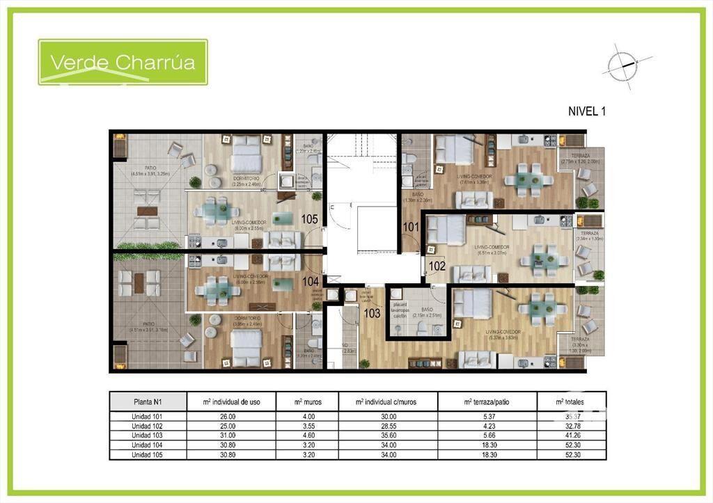 Venta apartamento 1 Dormitorio en Cordón con Parrillero y g
