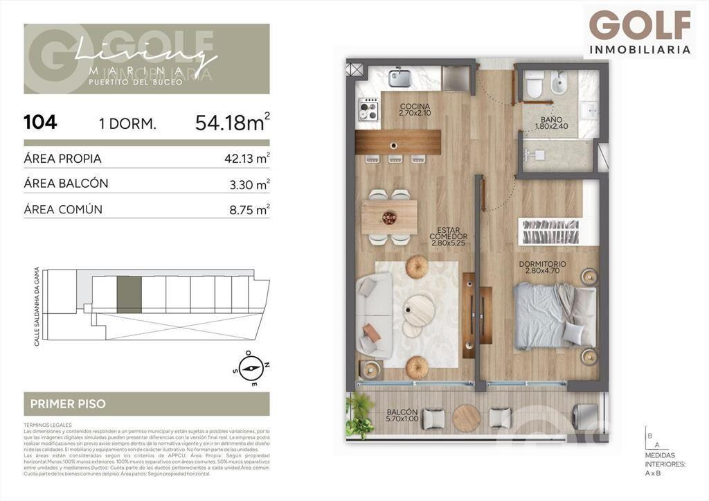Venta de Apartamento de 1 dormitorio en Puertito del Buceo