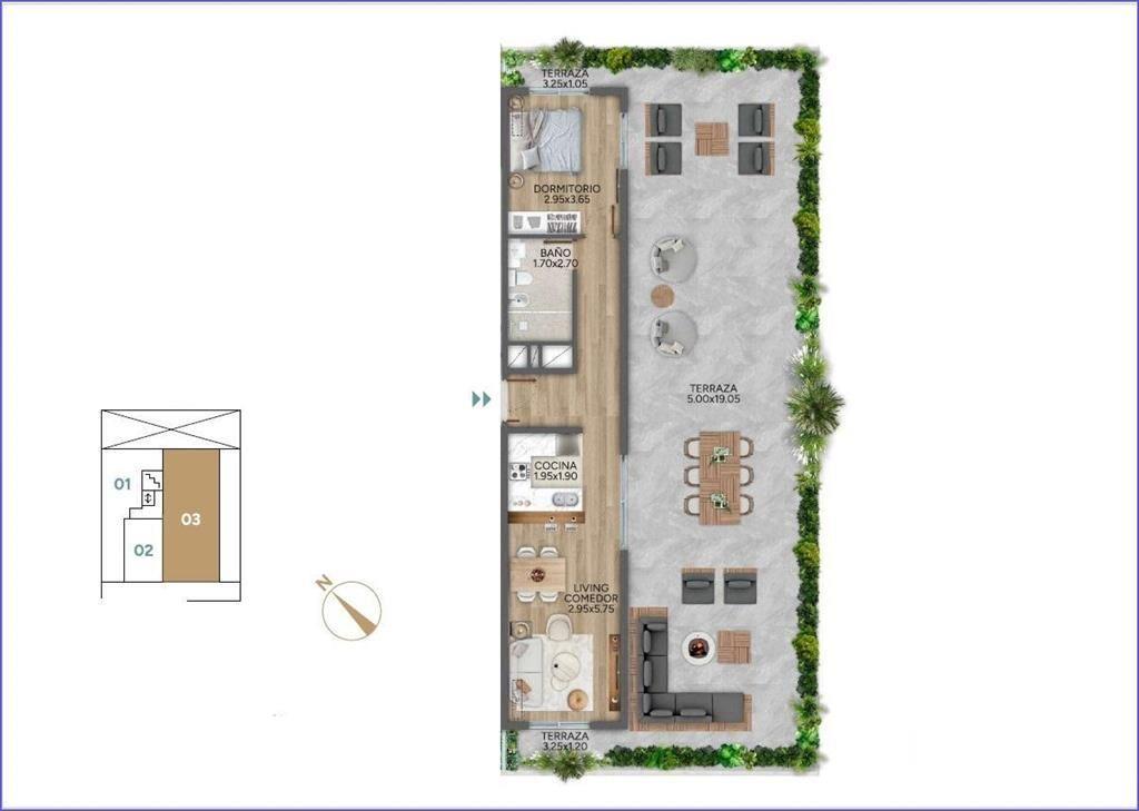 Apartamento penthouse de un dormitorio en venta en Punta Ca