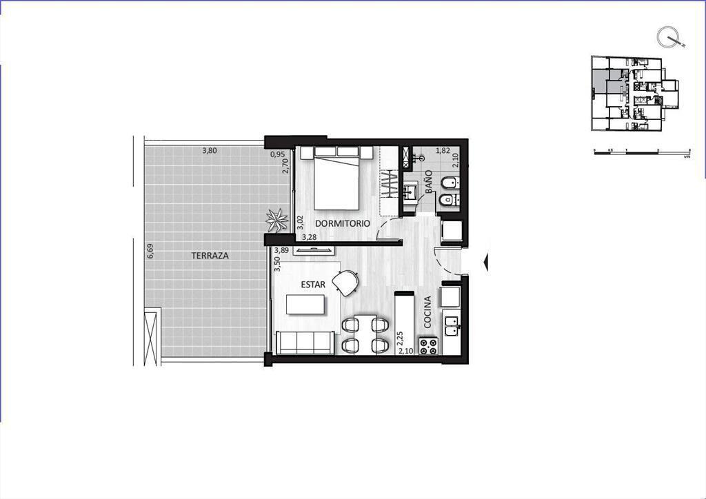 Apartamento de un dormitorio en venta en Cordón - 203