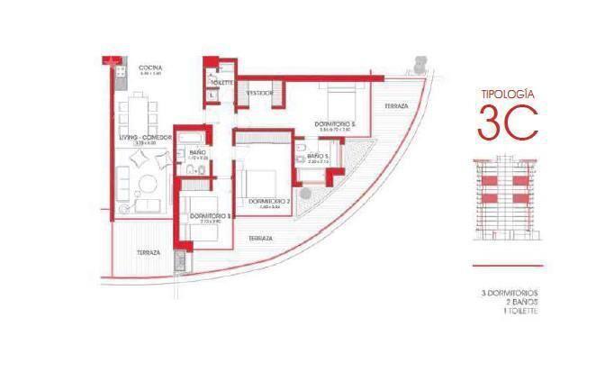 Apartamento de tres dormitorios en venta en Parque Roosevel