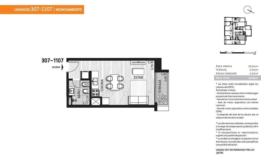 Venta de apartamento monoambiente en Soho Mercedes, Cordón