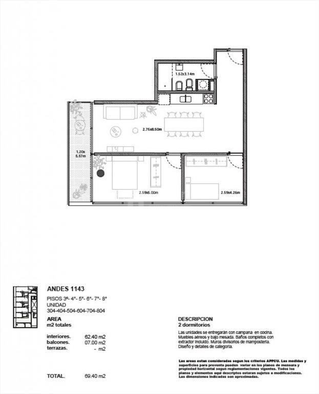 VENTA APARTAMENTO 2 DORM OBRA EN BARRIO SUR