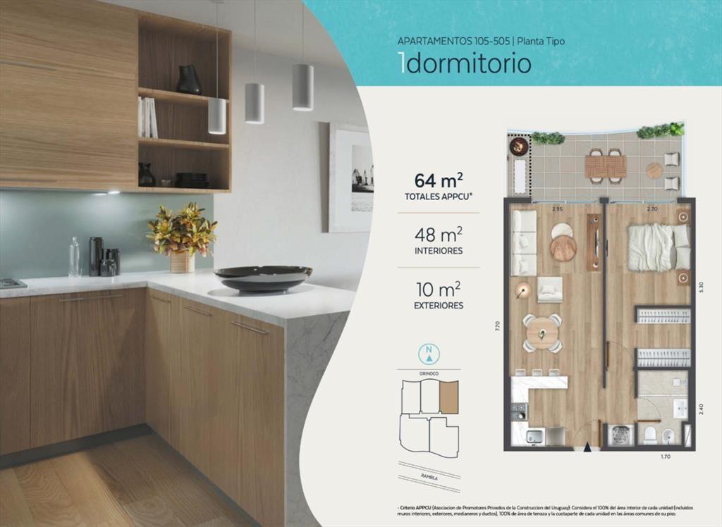 Apartamento en venta frente a rambla en Malvin