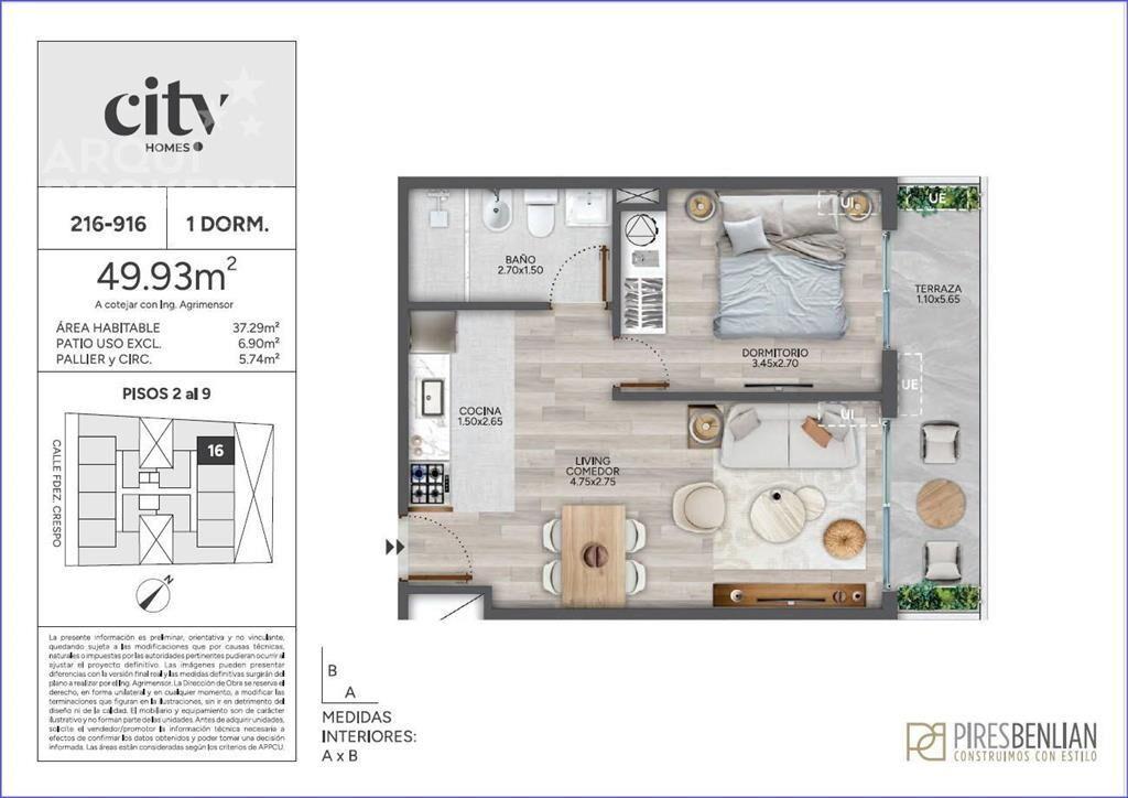 Apartamento de un dormitorio en venta en Cordón - 416