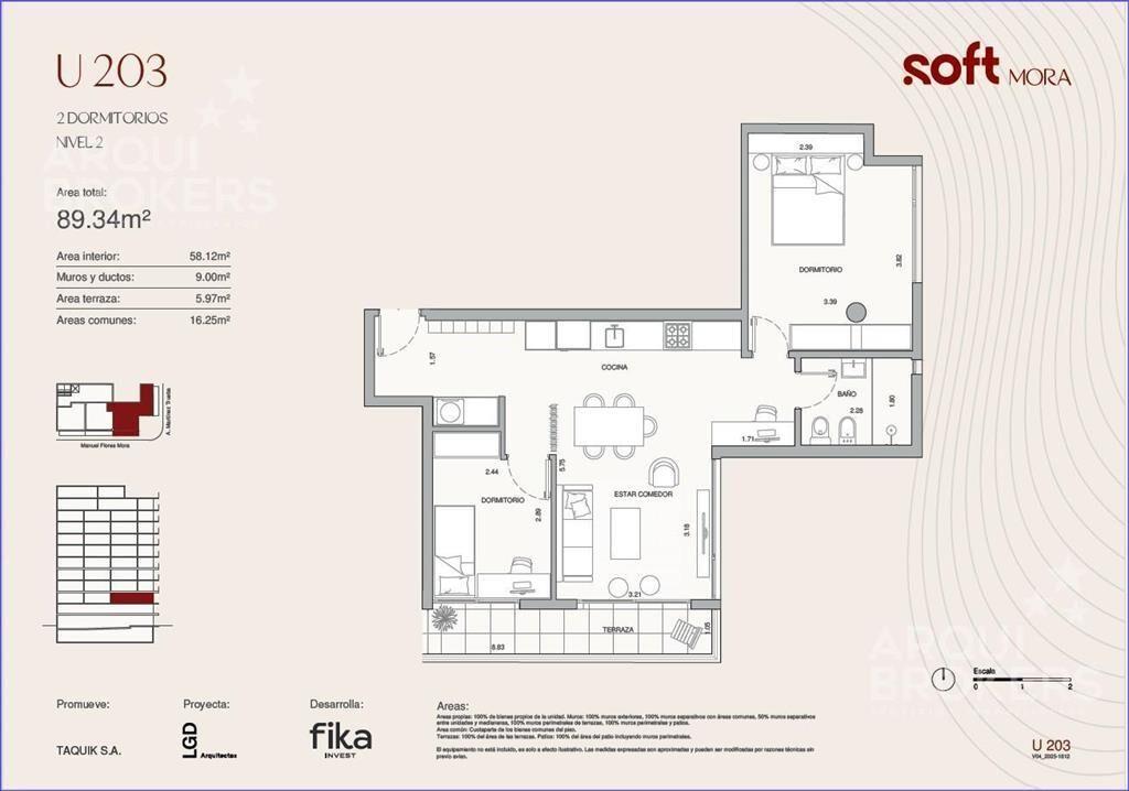 Apartamento de dos dormitorios en venta en Cordón Sur - 203