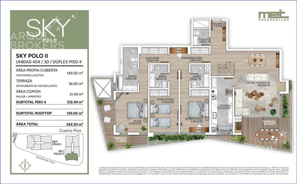 Apartamento penthouse de tres dormitorios en venta en Carra