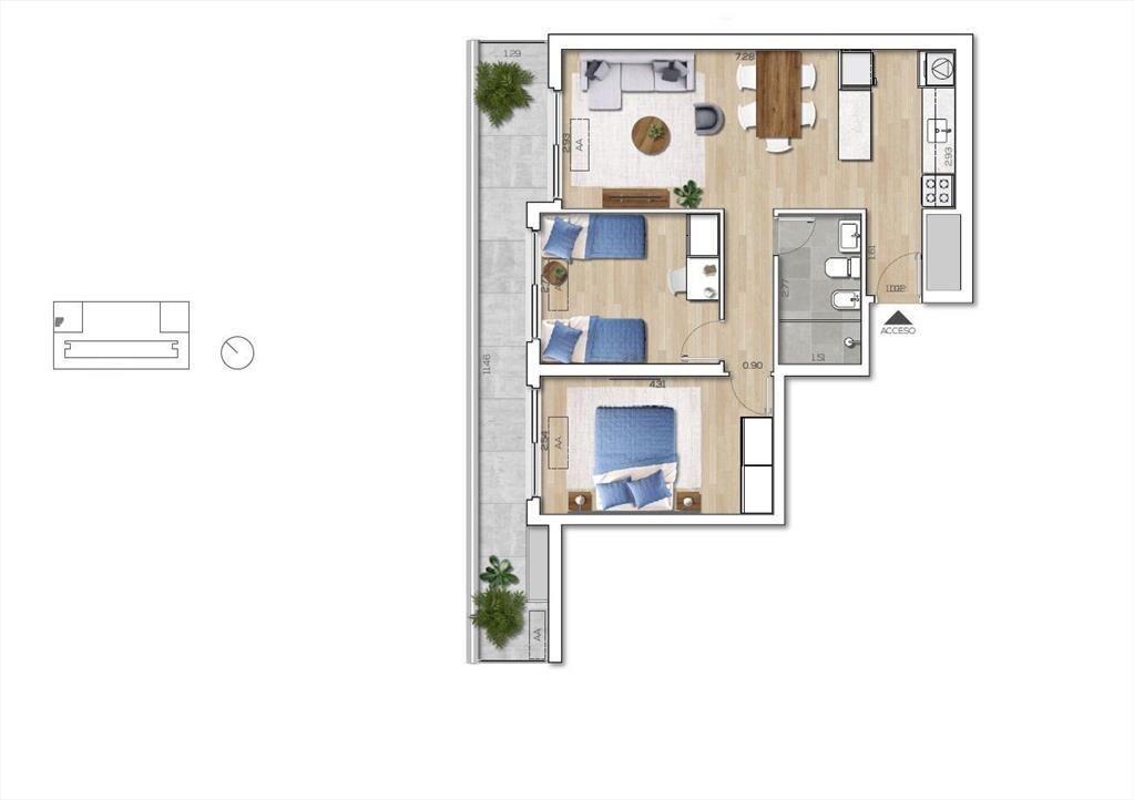 Venta apartamento dos dormitorios en Capurro - 3205b