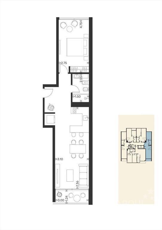 Apartamento de un dormitorio en venta en Punta Carretas -