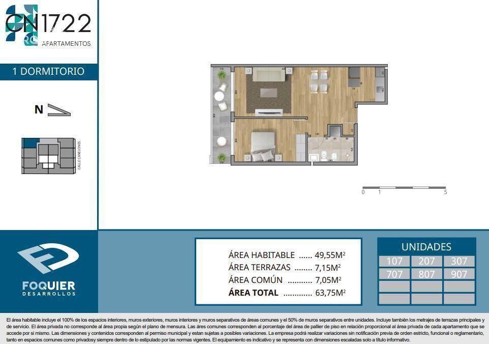 Apartamento de un dormitorio en venta en Cordón - 707