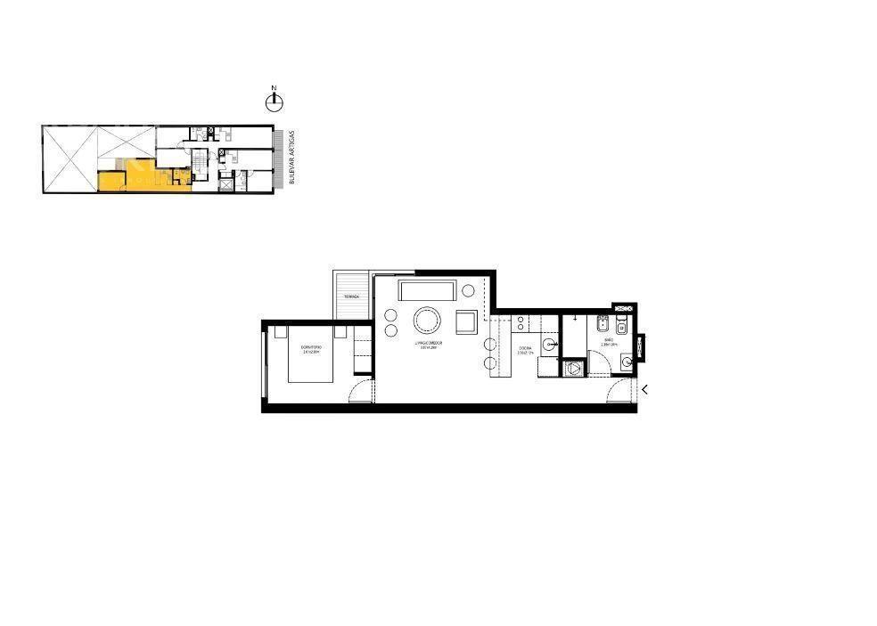 Apartamento de un dormitorio en venta en Tres Cruces - 903
