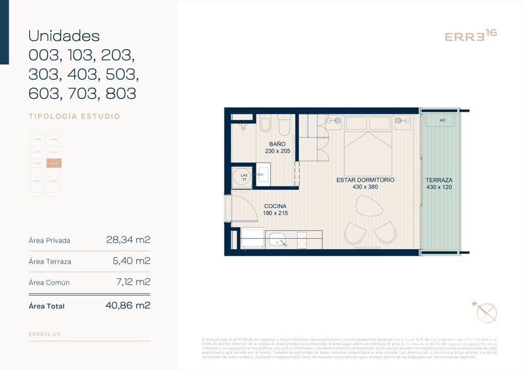 Apartamento en pozo de un dormitorio en venta en Roosevelt,
