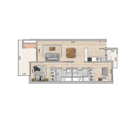 Apartamento de dos dormitorios en venta en Malvín - 303