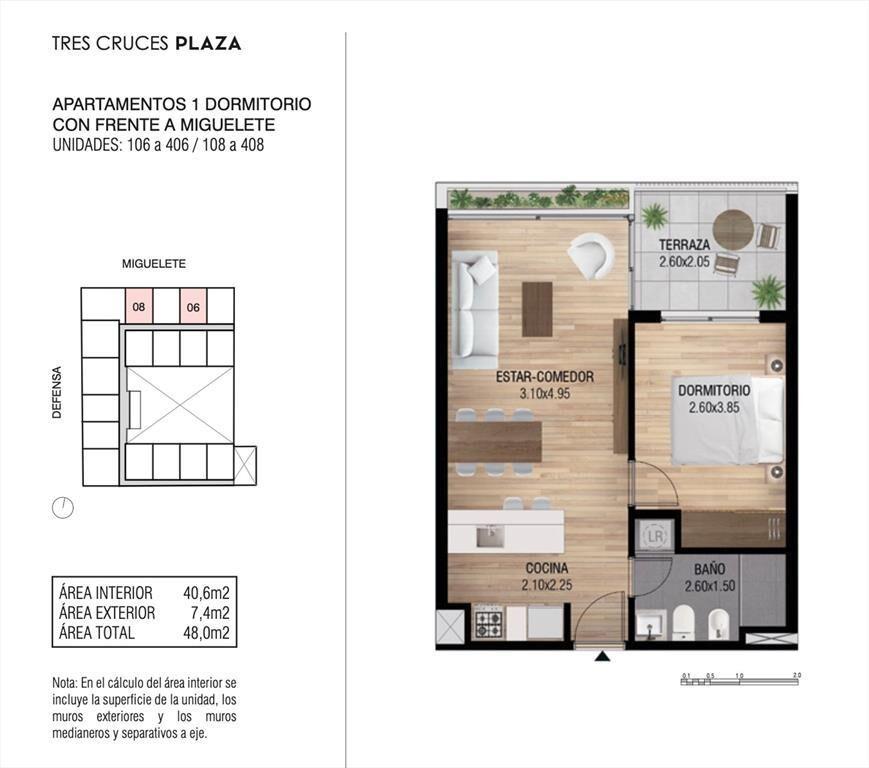 Venta 2 dormitorios Tres Cruces, Ley VIS