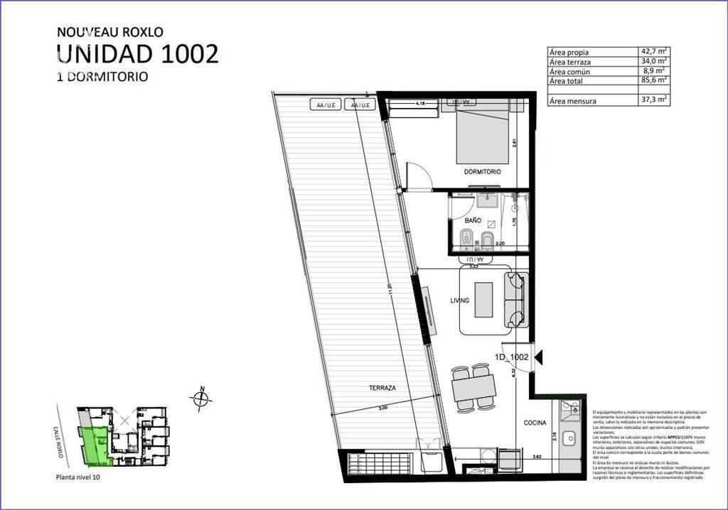 Apartamento penthouse de un dormitorio en venta en Cordón -