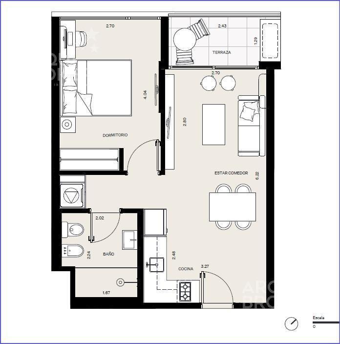 Apartamento de un dormitorio en venta en Buceo - 308