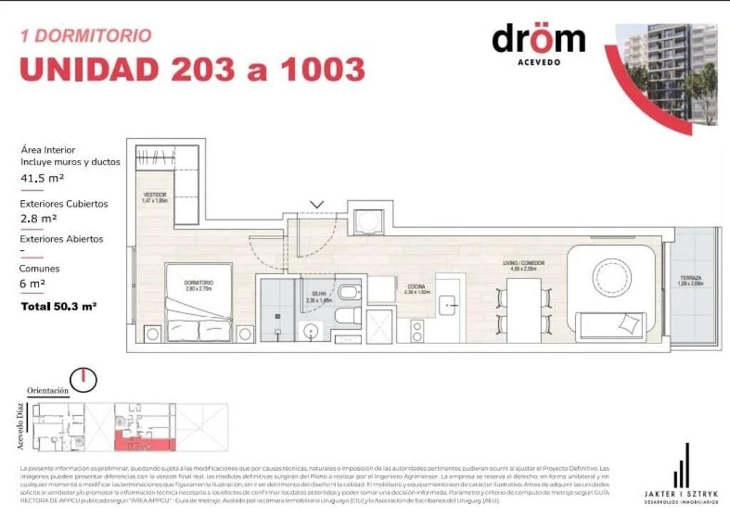 Venta de apartamento de 1 dormitorio en DROM Acevedo, Cordón