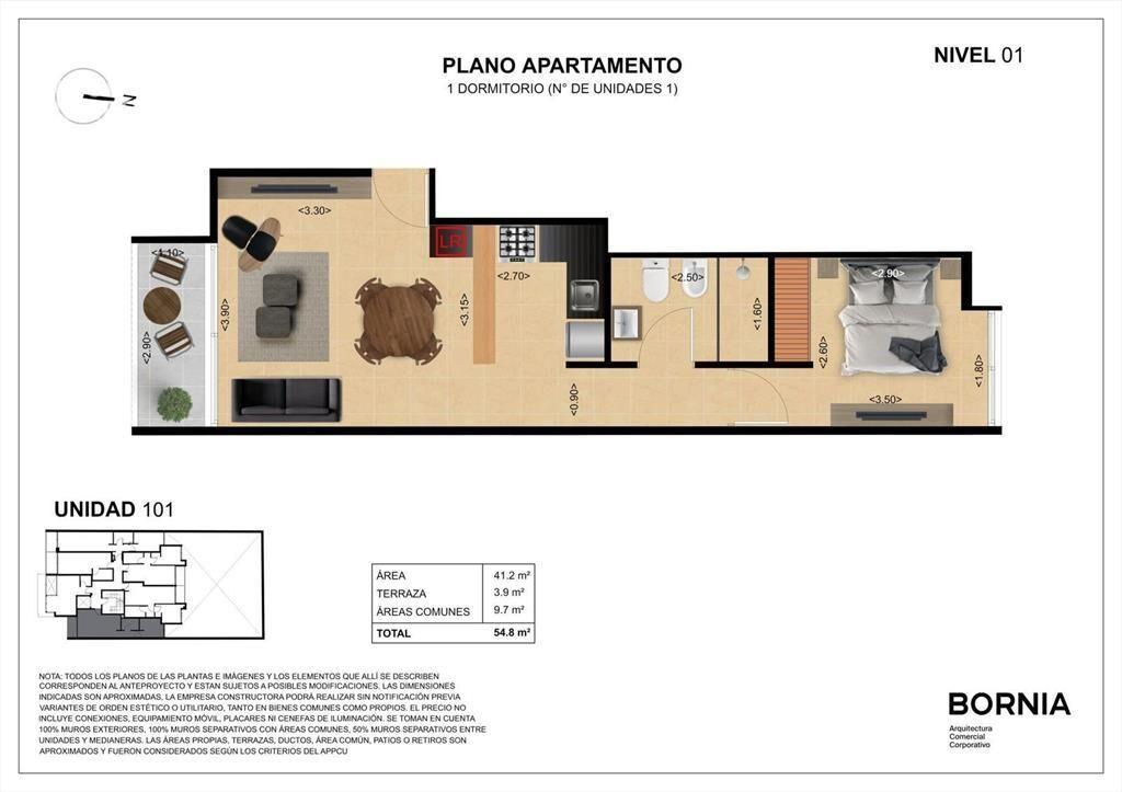 Apartamento de un dormitorio en venta en Centro - 101