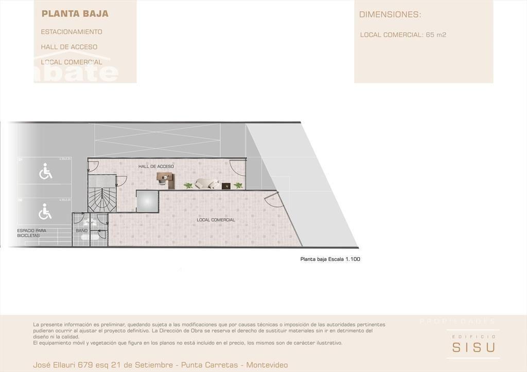 Venta apartamento monoambiente en Punta Carretas