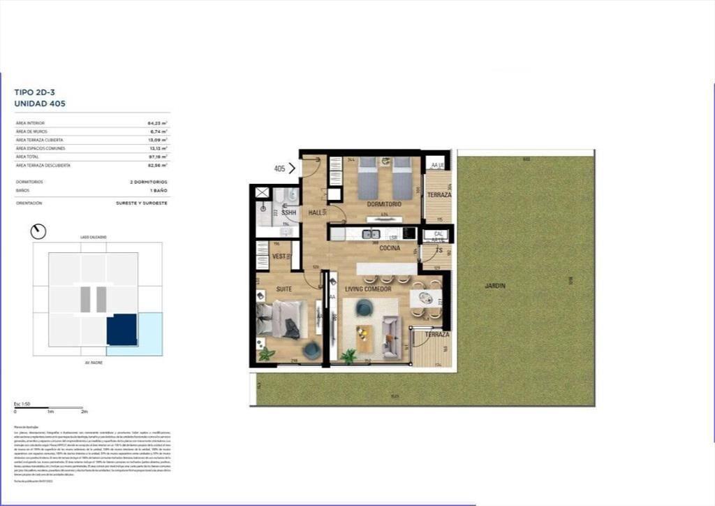 Apartamento de dos dormitorios en venta con patio en Carras